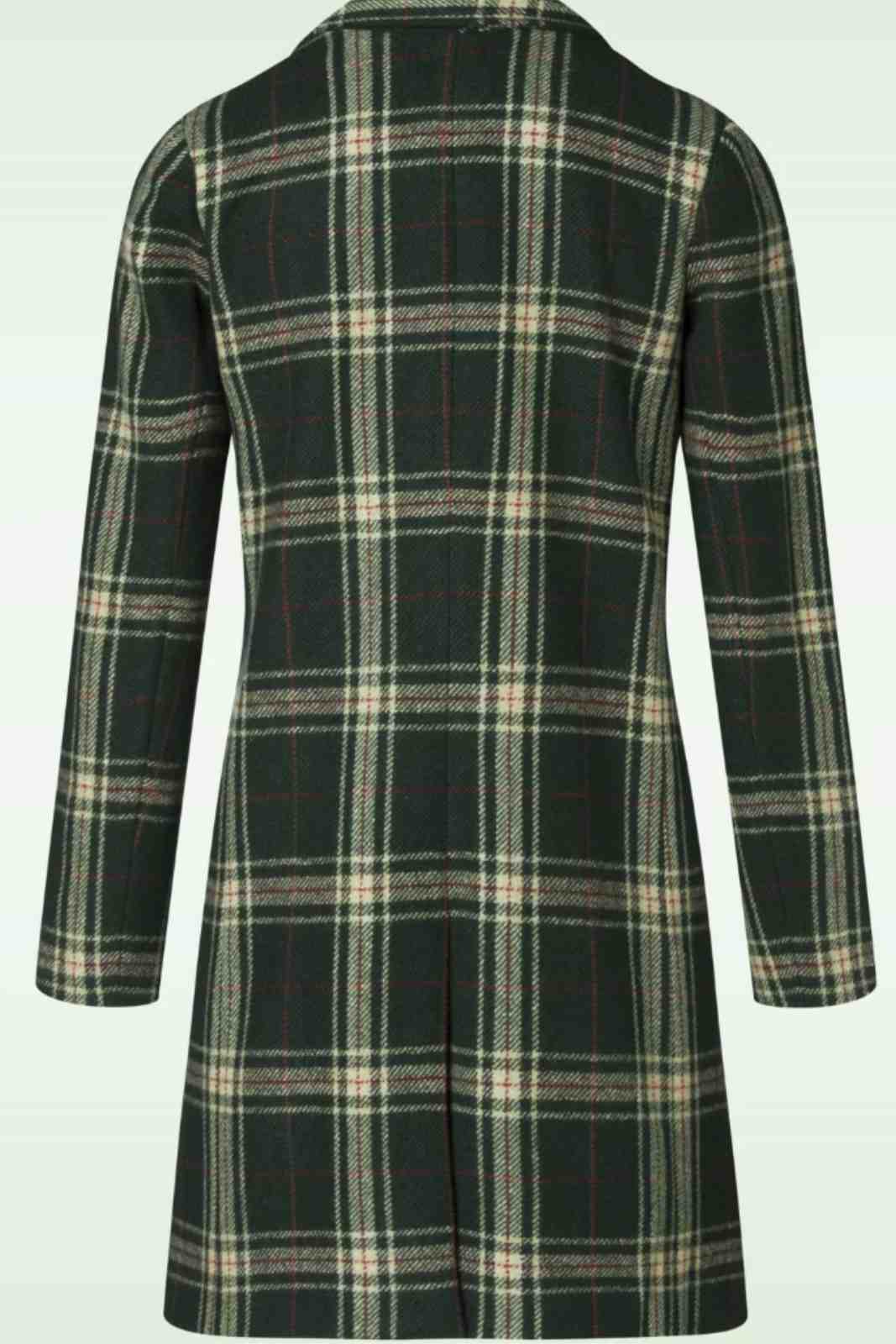 Woollen Green Check(Tartan) Knee Legnth Davia Coat