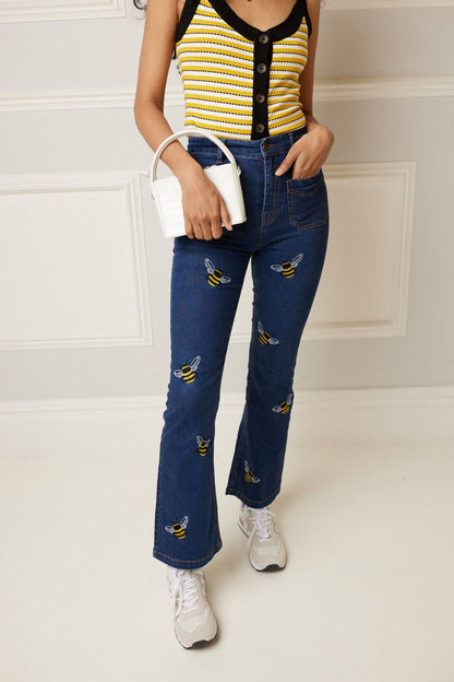 Jeans mit Bumblebee-Print