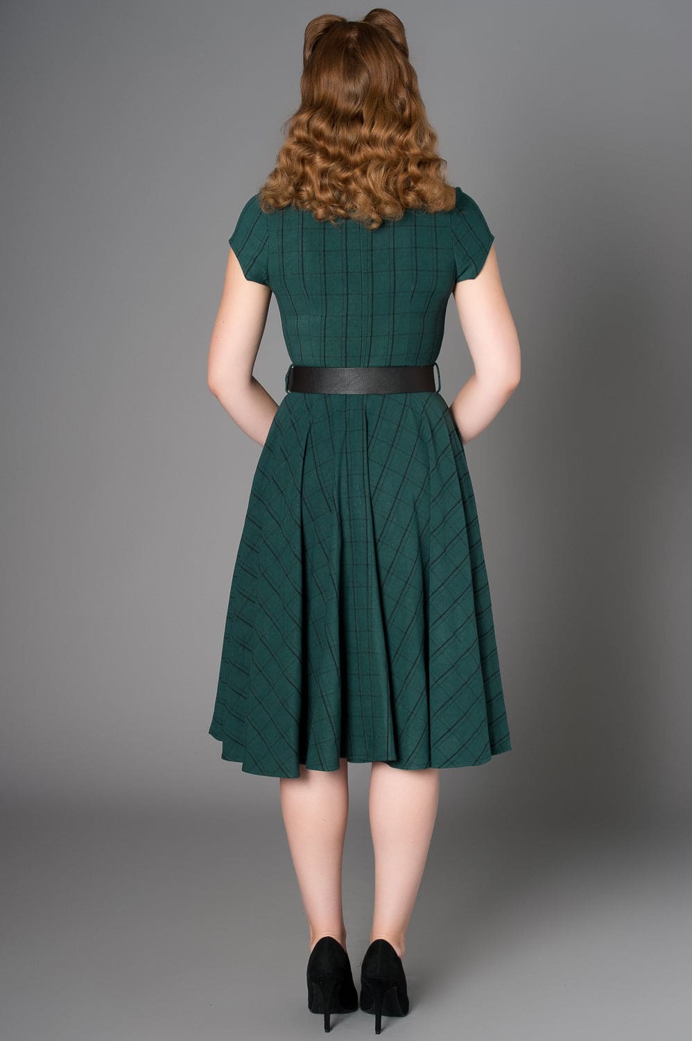 Florence Fit and Flare, Skater Green Tartan (Check)