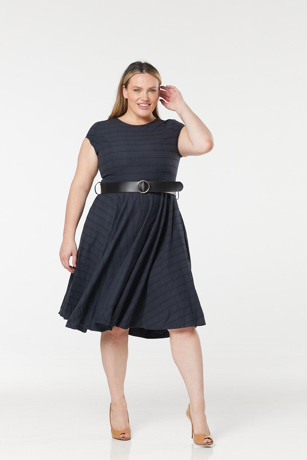 Florence Fit and Flare, Skater Navy Tartan