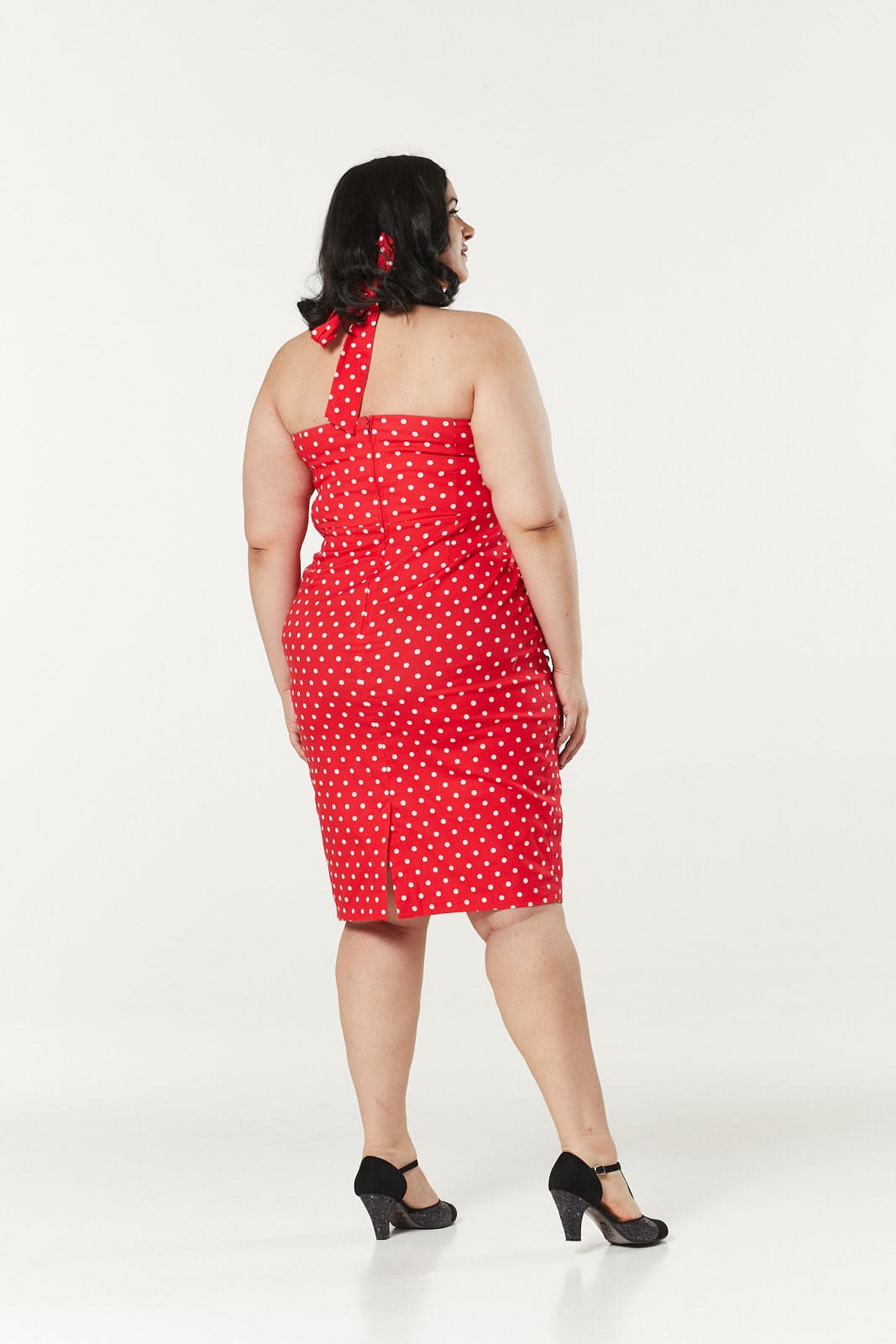 Lyric Halterneck Red Polka Dot  with a Bow