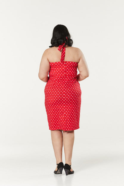 Lyric Halterneck Red Polka Dot  with a Bow