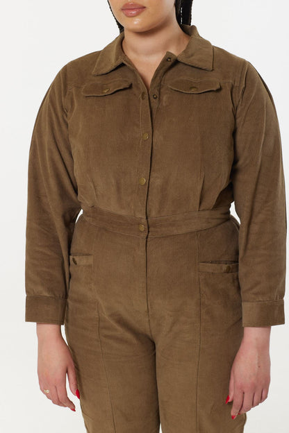 Jumpsuit aus Cord in echtem Khaki