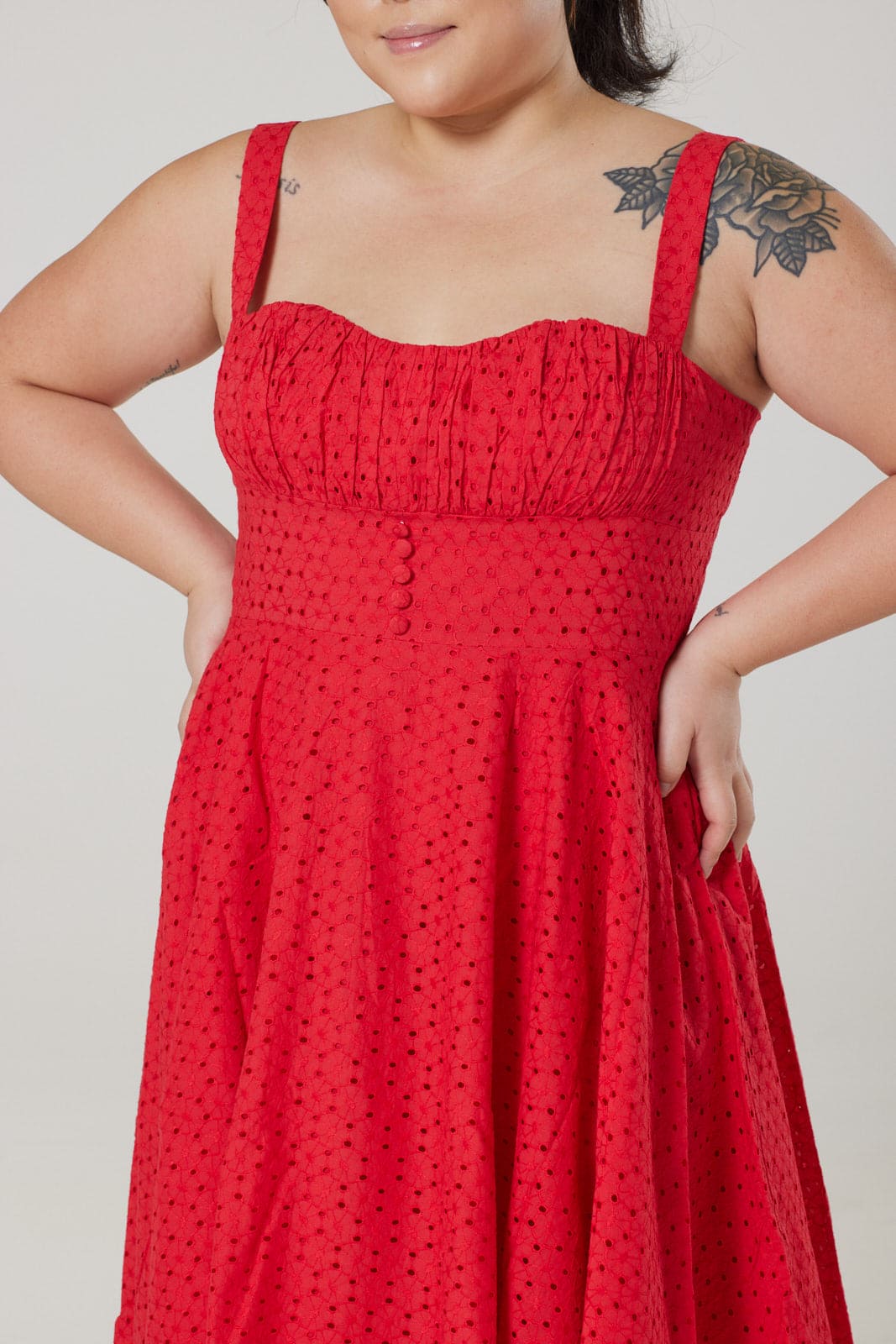 Valerie Red Anglaise Swing Dress