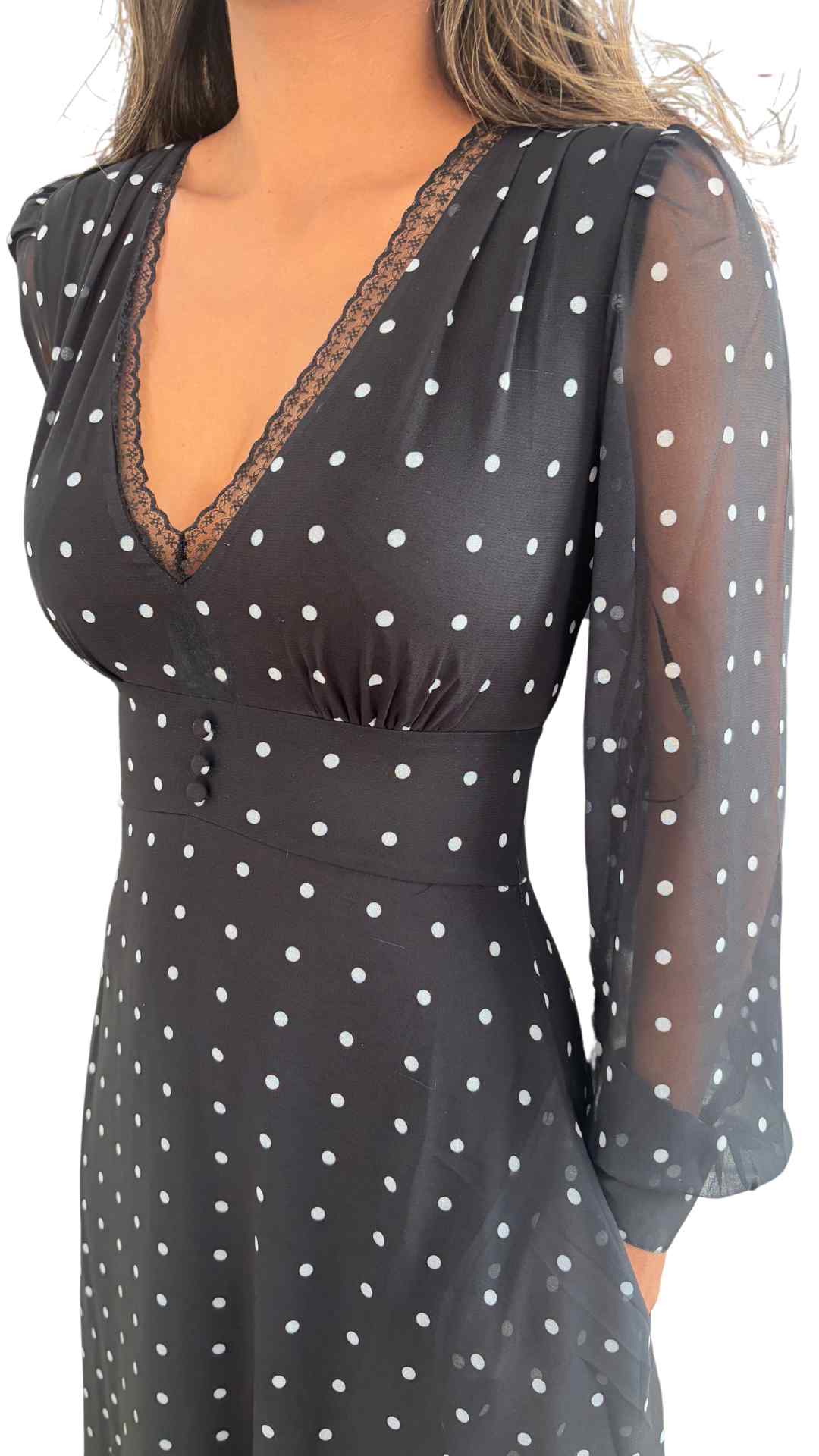 Sai Polka Dot Midi Dress Black and White Polka Dot