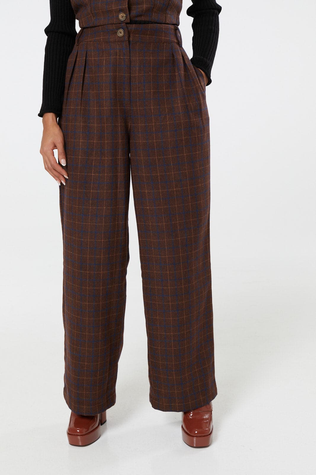 Wide Leg trousers Blue and Brown Check