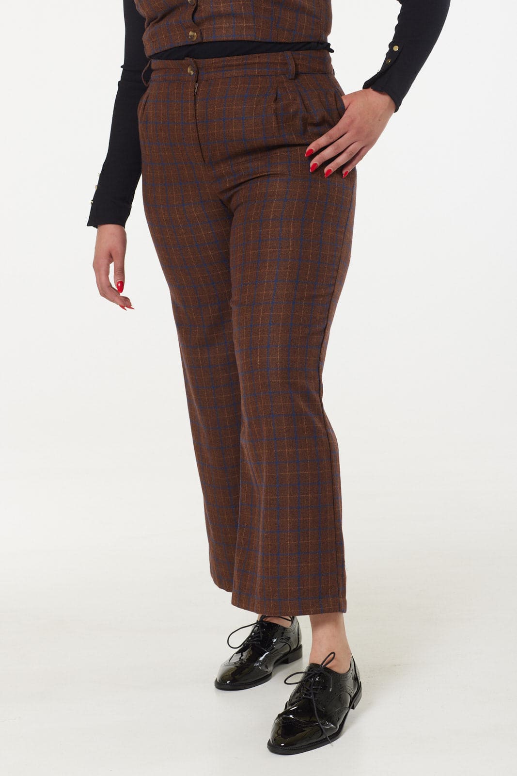 Wide Leg trousers Blue and Brown Check