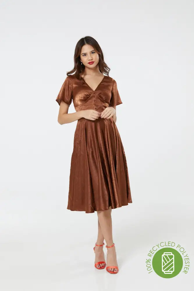 Kaylee Brown Dress In Recycled Fabric