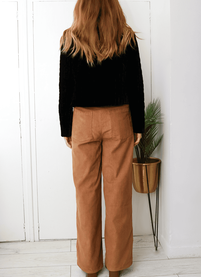 Veda Brown Wide Leg Corduroy Trousers