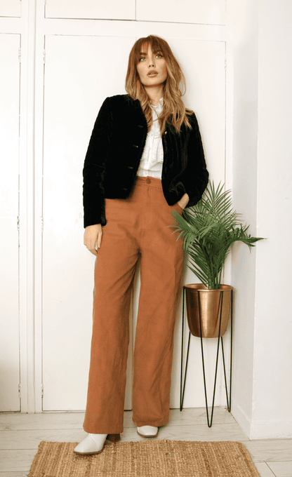 Veda Brown Wide Leg Corduroy Trousers