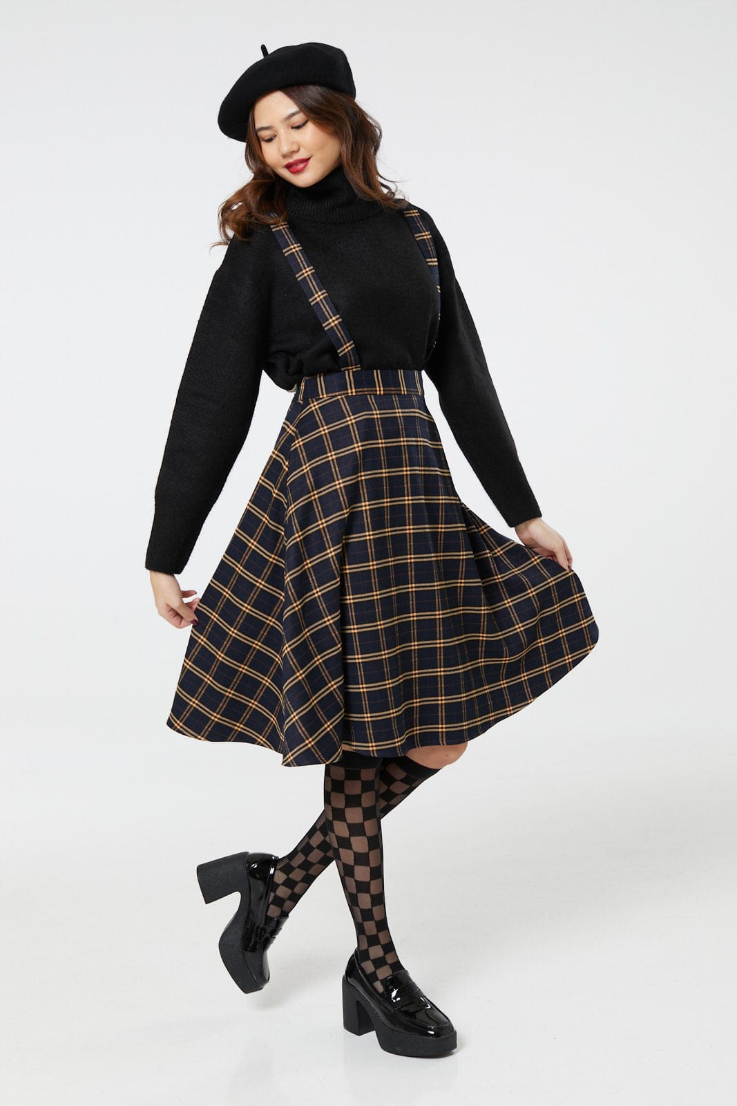 Yellow check shops pinafore