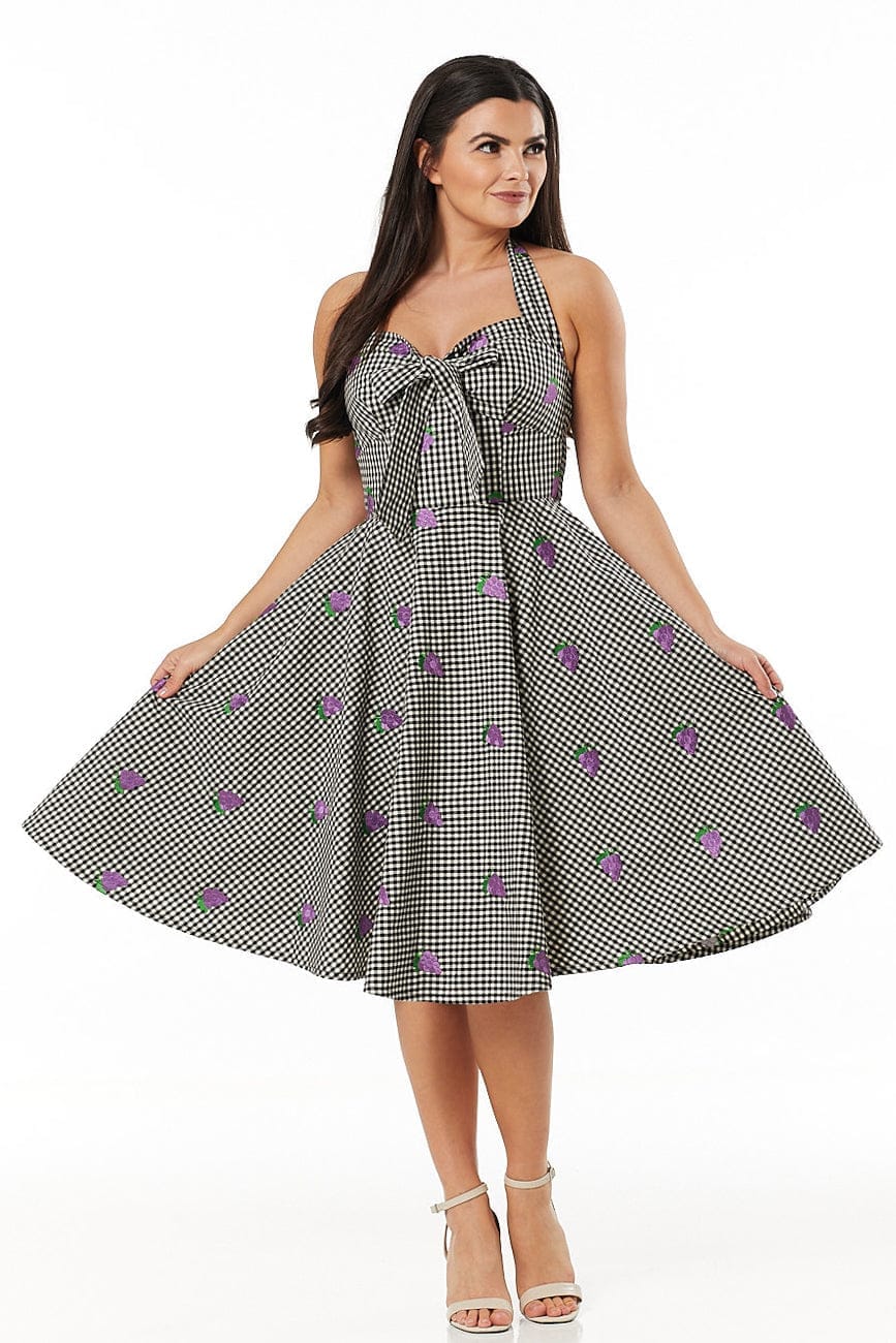 Danica Embroidered Gingham Dress - Timeless London