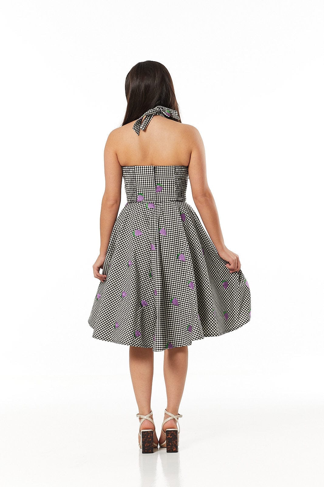 Danica Embroidered Gingham Dress - Timeless London