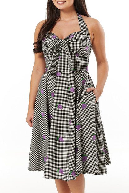 Danica Embroidered Gingham Dress - Timeless London