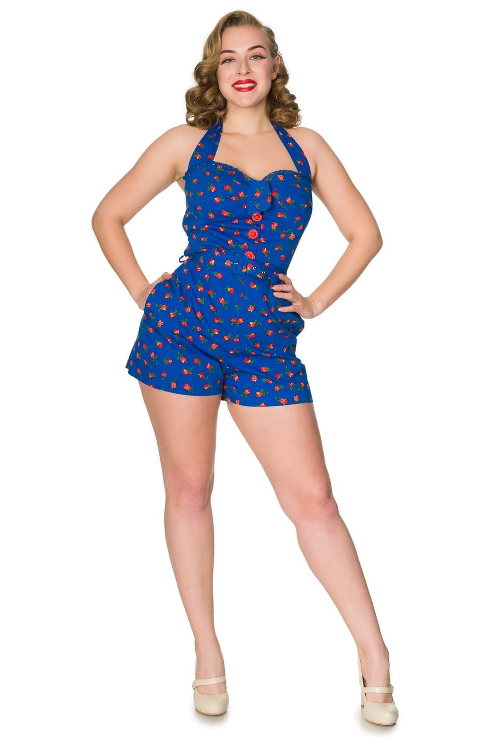 Jana Blue Tulip Playsuit - Timeless London