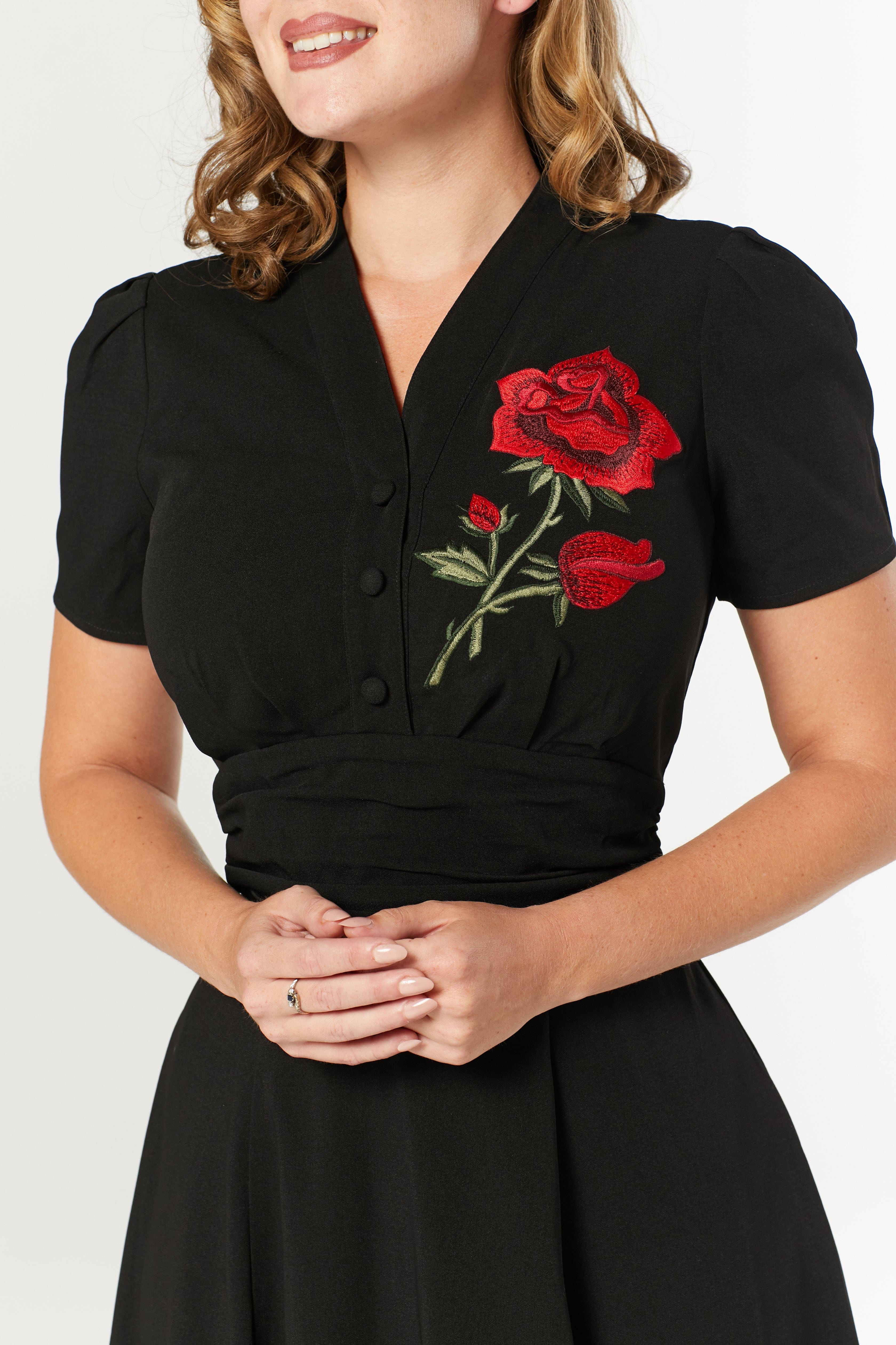 Embroidered high quality Rose Circle Dress XS-3XL