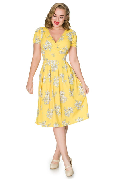 Rosa Yellow Floral Dress - Timeless London