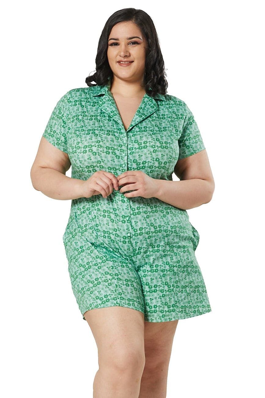 Breta Green Playsuit - Timeless London