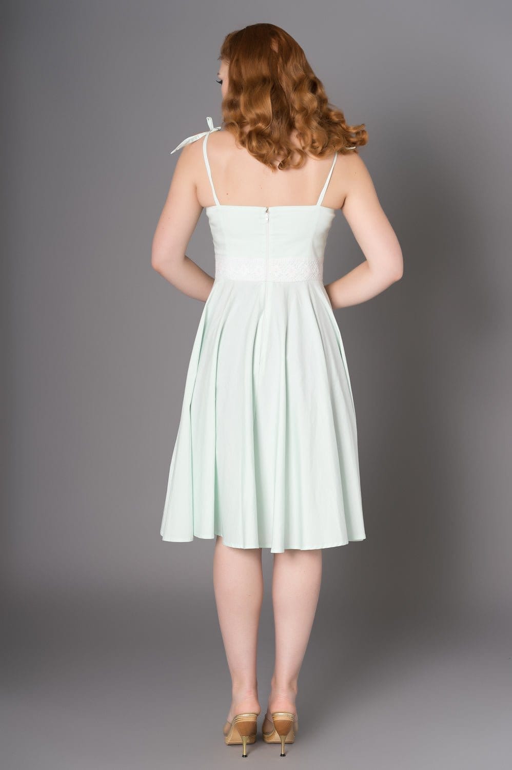 Megan Mint Green Lace Belt Dress - Timeless London