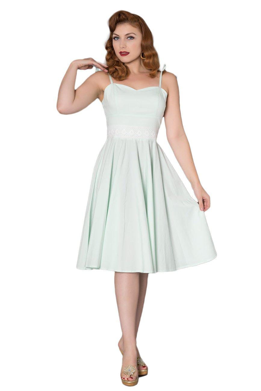 Megan Mint Green Lace Belt Dress - Timeless London