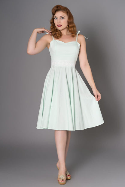 Megan Mint Green Lace Belt Dress - Timeless London